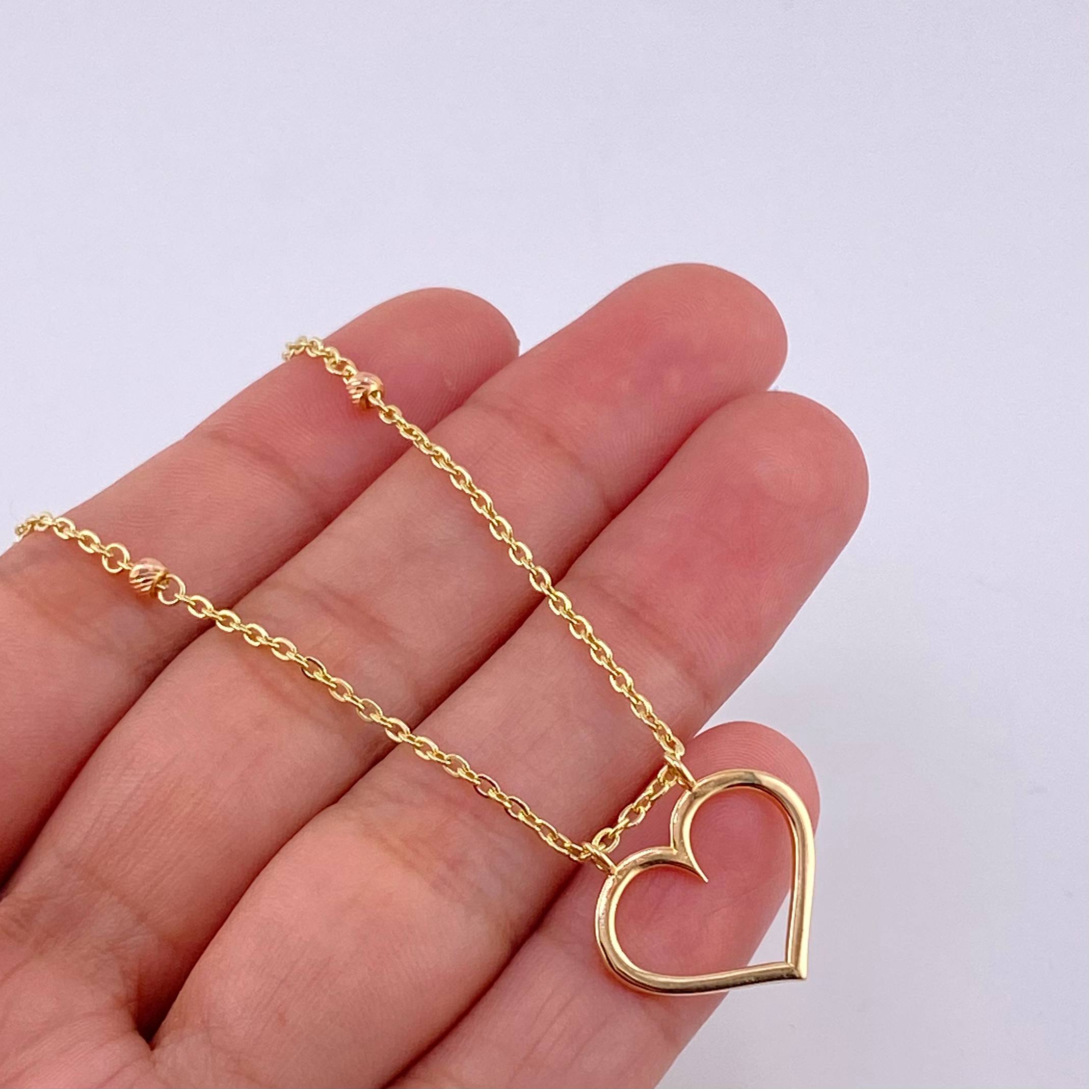 Cadena Aro Seguido Silueta Corazón 3.65 g / 17 1/4 in / 3.65 mm Tres Oros 18K