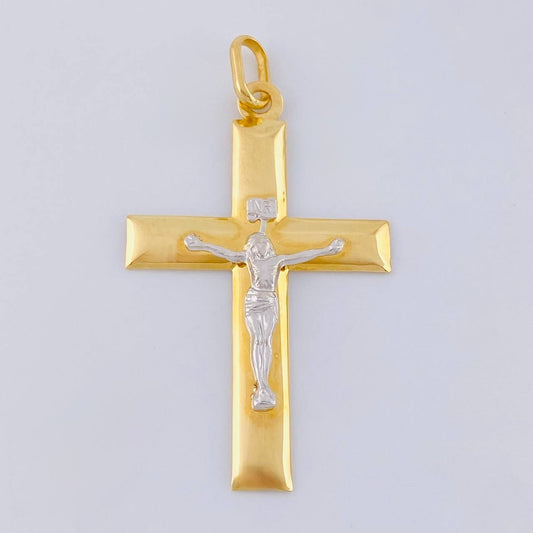 Dije Cruz Cristo 3 g / 2 in Dos Oros Amarillo Blanco 18K