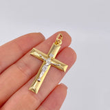 Dije Cruz Cristo 3.05 g / 2 in Dos Oros Amarillo Blanco 18K