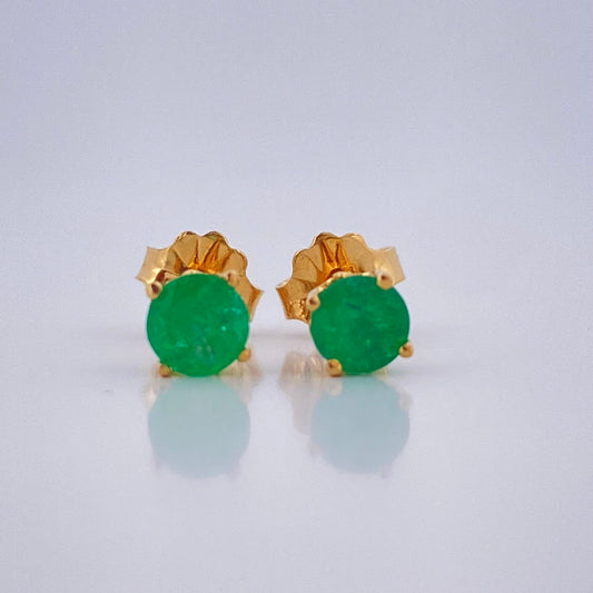 Topos Cuatro Garras Esmeralda 1gr / Oro Amarillo 18K &