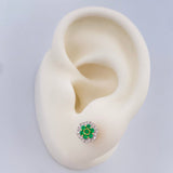 Topos Flor Esmeraldas 2.7gr /Dos Oros Amarillo Blanco 18K &