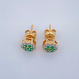 Topos Flor Esmeraldas 2.7gr /Dos Oros Amarillo Blanco 18K &