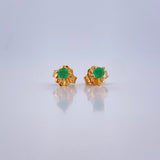 Topos Cuatro Garras Esmeralda 0.85gr / Oro Amarillo 18K &