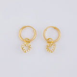 Hoop Earrings Heart Pendant 0.65g / 1/2 in 18K Yellow Gold