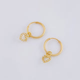 Hoop Earrings Heart Pendant 0.75g / 3/4 in Yellow Gold 18K