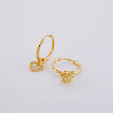 Hoop Earrings Heart Pendant 0.75g / 3/4 in Yellow Gold 18K