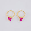 Hoop Earrings Butterfly Pendant 0.65g / 1/2 in Yellow Gold 18K