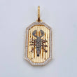 Dije Placa Rectangular Escorpion 12.2gr / 5.1cm / Circones Blancos Tres Oros 18K $