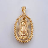 Pendant Virgin Guadalupe 7.35gr / 4.3cm / White Green Fuchsia Zircons 18K Yellow Gold $