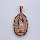 Dije Virgen Guadalupe 7.25gr / 4.4cm / Circones Blancos Negros Tres Oros 18K $