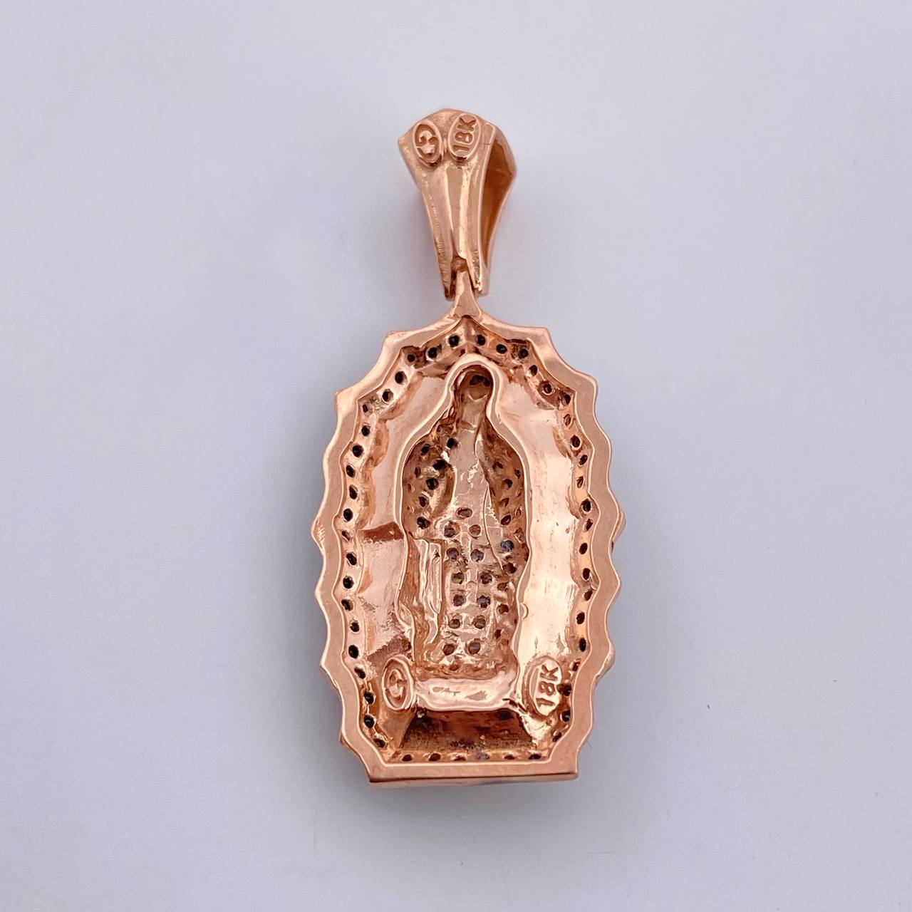 Pendant Virgin Guadalupe 5.5gr / 3.6cm / White and Black Zircons Two-tone Gold Black Rose 18K $