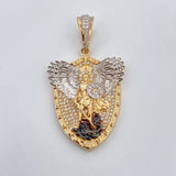 Pendant San Miguel Archangel 10gr / 4.63cm / White Zirconia Three 18K Gold $