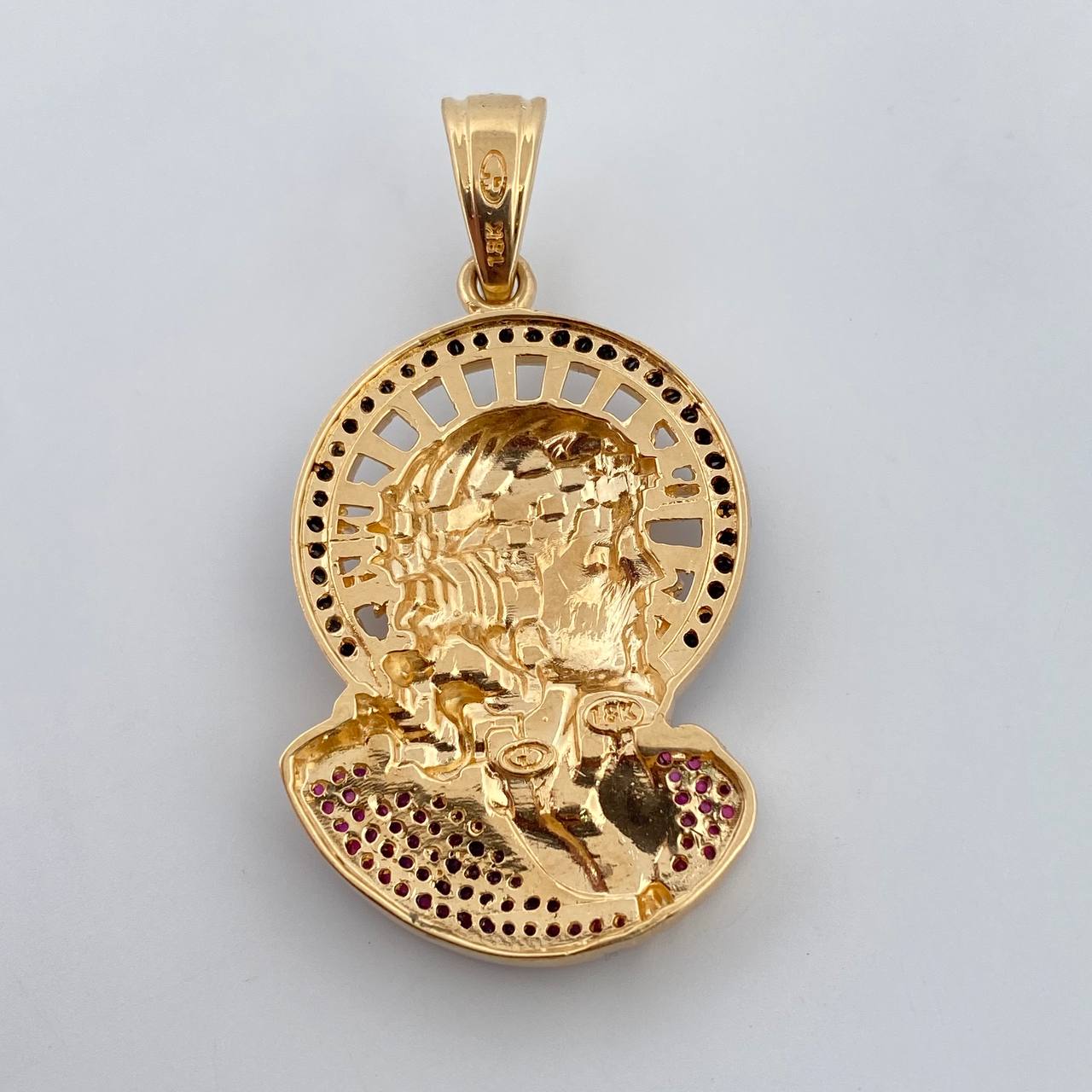 Pendant Face Jesus Halo 13.05gr / 4.8cm / Black Fuchsias Two Golds Black Yellow 18K $