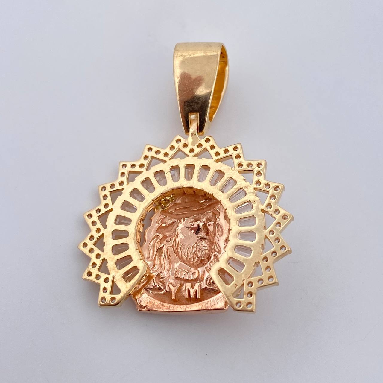 Pendant Face of Jesus Halo 8gr / 3.7cm / White Zircons Three 18K Golds $