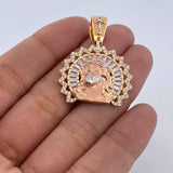 Pendant Face of Jesus Halo 8gr / 3.7cm / White Zircons Three 18K Golds $