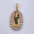 Dije Virgen De Guadalupe 6.9gr / 4.4cm / Circones De Colores Tres Oros 18K $