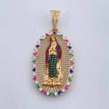 Dije Virgen De Guadalupe 6.9gr / 4.4cm / Circones De Colores Tres Oros 18K $