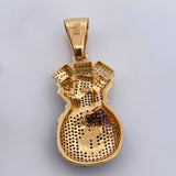 Pendant Money Bag 13.45gr / 5.4cm / Blue Green Zircons Two Golds Black Yellow 18K $