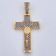 Dije Cruz Rosario Milagrosa 13.65gr / 6.7cm / Circones Blancos  Negros Dos Oros Amarillo Blanco 18K $