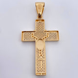 Dije Cruz Rosario Milagrosa 13.65gr / 6.7cm / Circones Blancos  Negros Dos Oros Amarillo Blanco 18K $