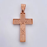 Dije Cruz Rosario Milagrosa 14.25gr / 6.7cm / Circones Blancos Dos Oros Blanco Rosa 18K $