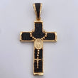 Dije Cruz Rosario Milagrosa 14.85gr / 6.8cm / Circones Negros  Oro Amarillo 18K $