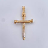 Dije Cruz Clavo 4.15gr / 4.6cm / Circones Blancos Oro Amarillo 18K &