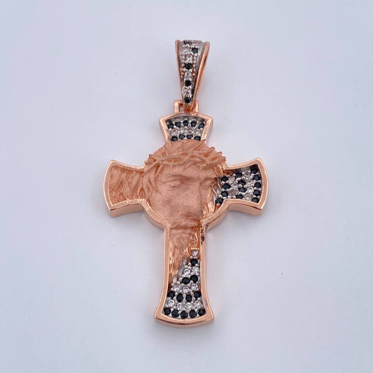 Dije Cruz Rostro Jesus 6.45gr / 4.2cm / Circones Blancos Verdes Dos Oros Blanco Rosa 18K $