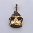 Pendant Gorilla Glasses 10.95gr / 4.1cm / Black Brown Zircons Two Golds Black Yellow 18K $