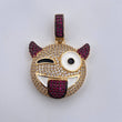 Pendant Emoji 8.05gr / 3.4cm / White Fuchsia Zircons Two 18K Black Yellow Gold $