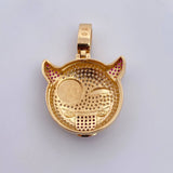 Pendant Emoji 8.05gr / 3.4cm / White Fuchsia Zircons Two 18K Black Yellow Gold $