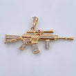 Dije Arma Fusil 15.85gr / 6.5cm / Circones Blancos Fucsia Dos Oros Amarillo Blanco 18K $