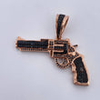 Dije Revolver 9.3gr / 3.7cm / Circones Negros Dos Oros Negro Rosa 18K $