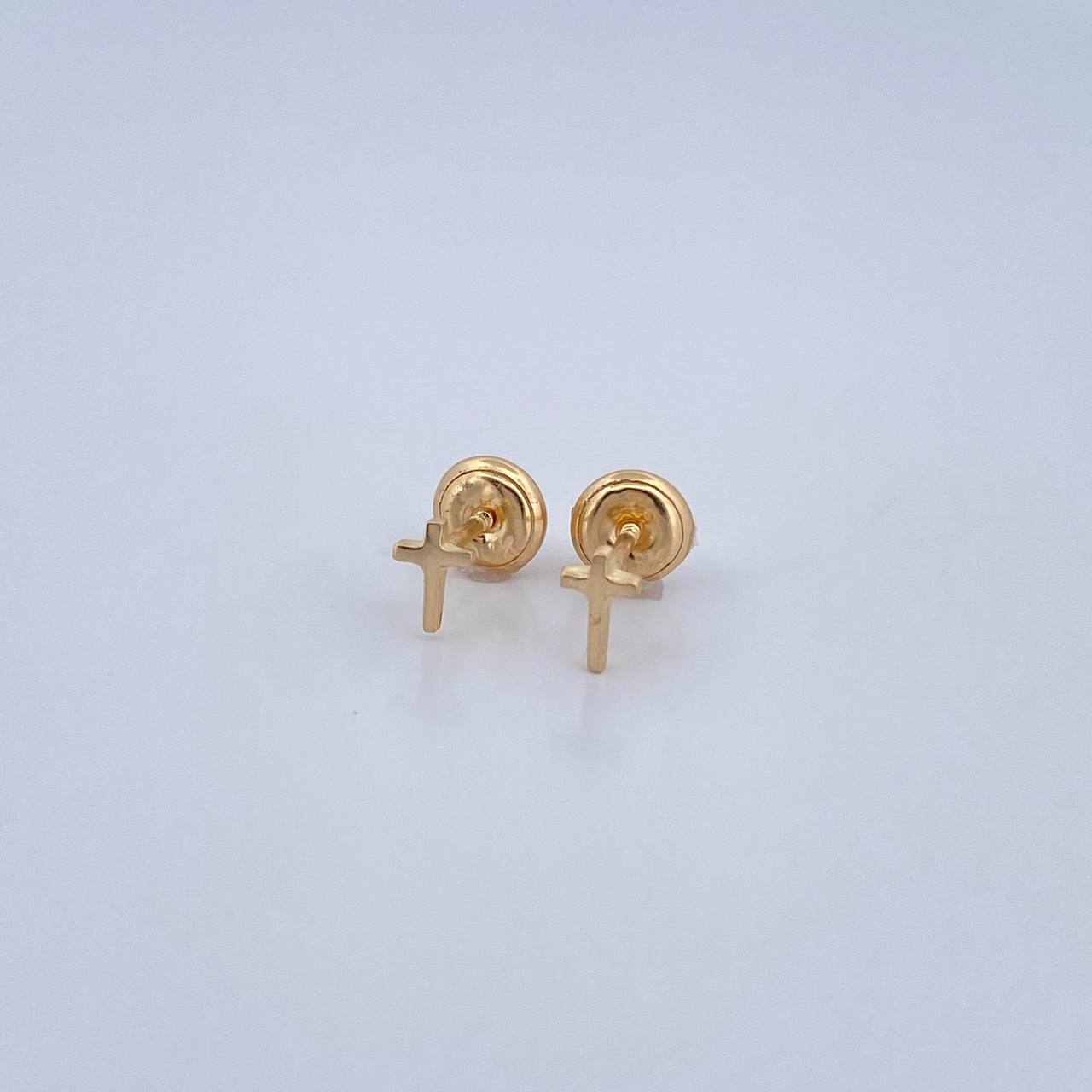 Stud Earrings Cross 0.6gr / 18K Gold &