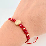 Pulsera Roja Herraje San Benito 1.35gr / 4mm-3mm Oro Amarillo 18K *