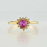 Anillo Halo Corazón 2.35gr / T7 1/4 / Oro Amarillo 18K