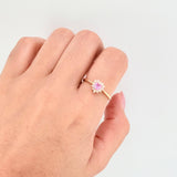 Anillo Halo Corazón 2.35gr / T7 1/4 / Oro Amarillo 18K