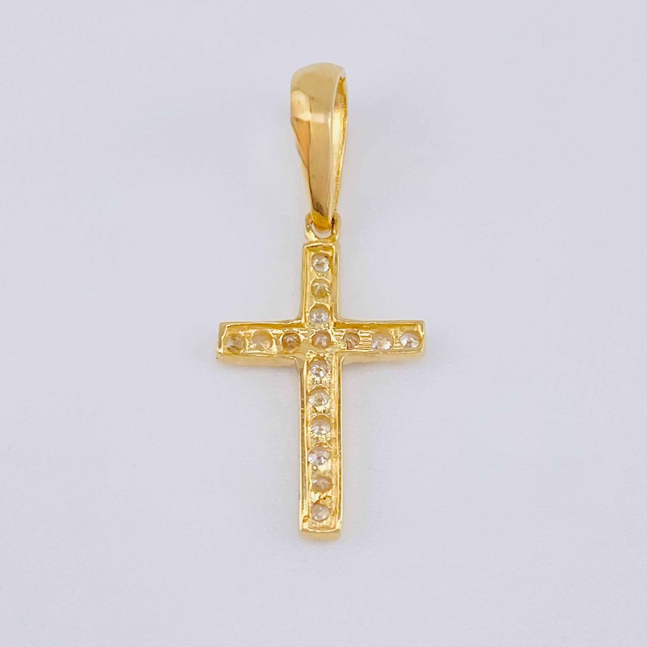 Pendant Thick Cross 0.9gr / 1 in / 18K Yellow Gold ©