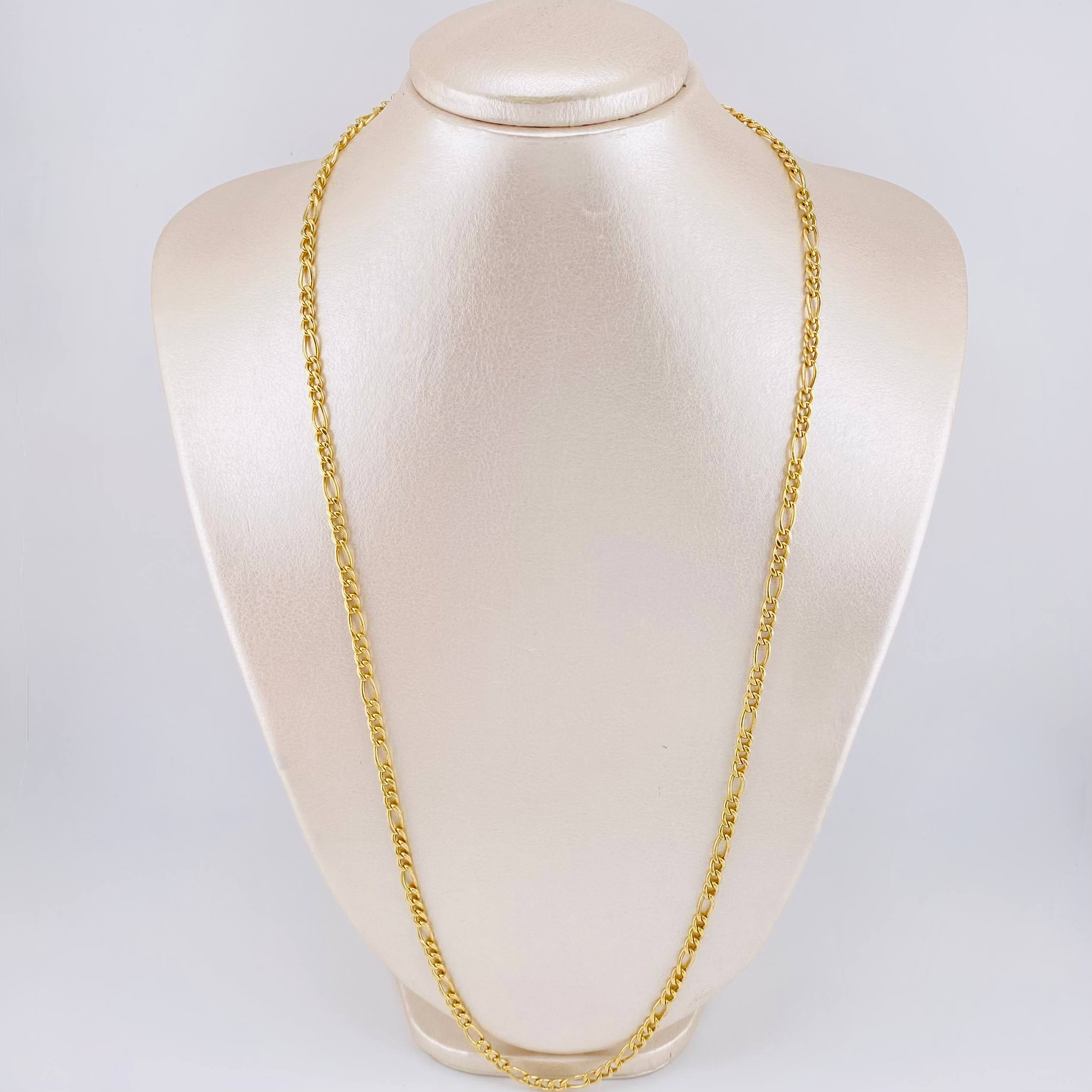 Cadena Figaro 9.35gr / 25 in / 3.7mm Oro Amarillo +1 18K ©