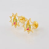 Virgin Guadalupe Stud Earrings 1.3 g / 1/2 in 18K Yellow Gold