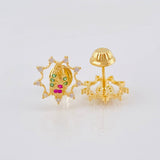 Virgin Guadalupe Stud Earrings 1.3 g / 1/2 in 18K Yellow Gold