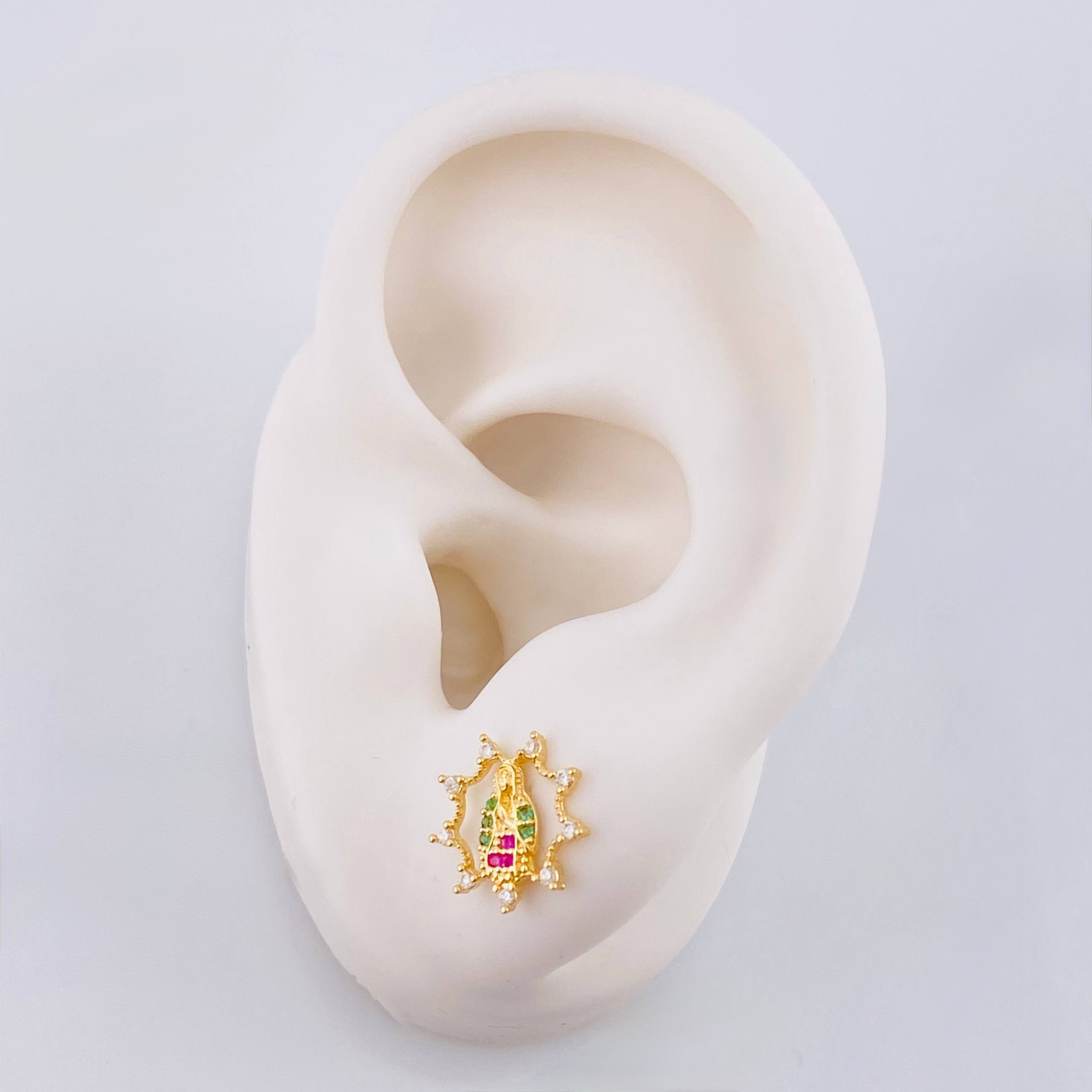 Topos Virgen Guadalupe Estrellada 1.3 g / in Oro Amarillo 18K