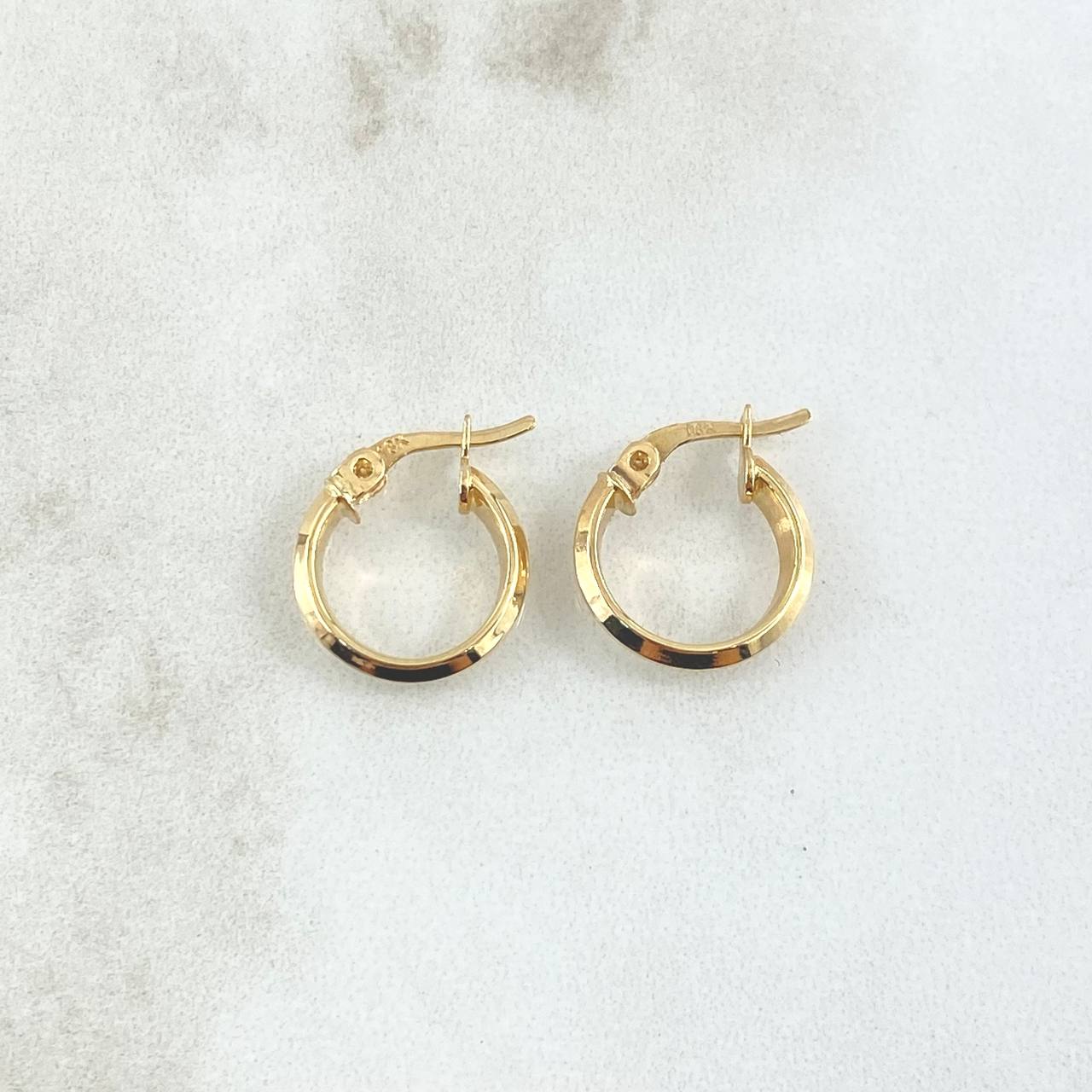 Hoop Earrings Miku 1.2gr / 1.7cm / Front Stripes 18K Yellow Gold