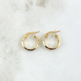 Hoop Earrings Miku 1.2gr / 1.7cm / Front Stripes 18K Yellow Gold