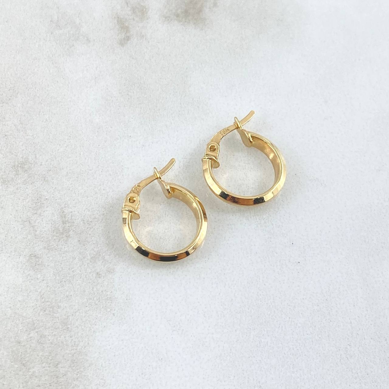 Hoop Earrings Miku 1.2gr / 1.7cm / Front Stripes 18K Yellow Gold