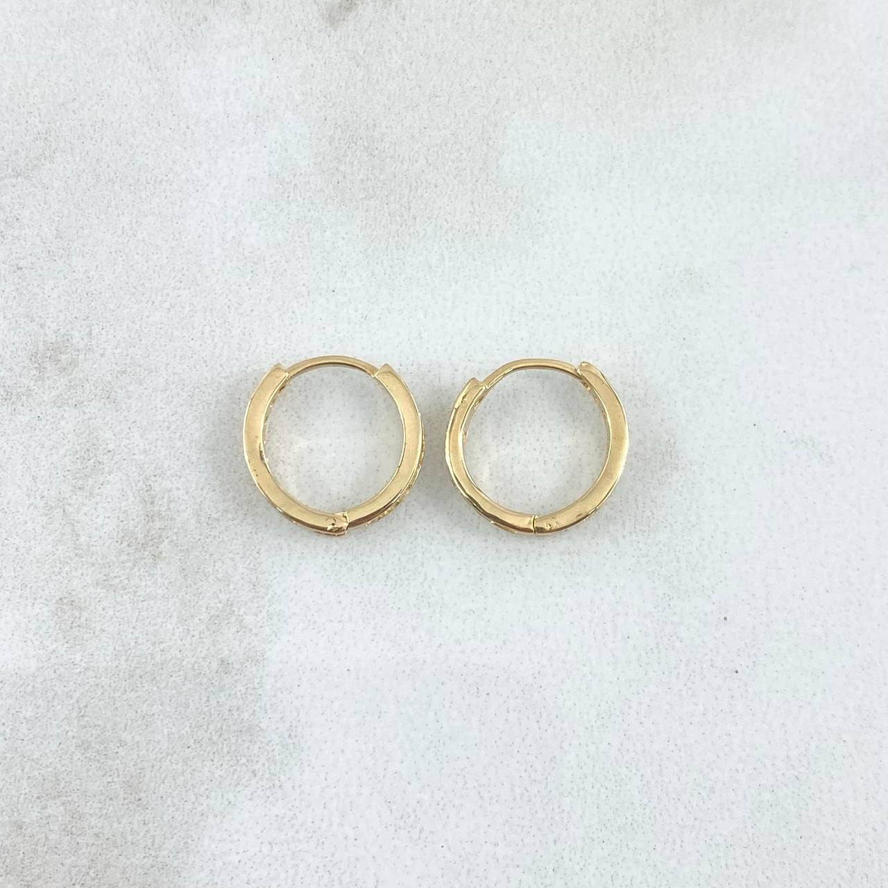 Candongas Doble Carril 1.3gr / 1.1cm / Circones Blancos Oro Amarillo 18K ©