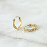 Candongas Doble Carril 1.3gr / 1.1cm / Circones Blancos Oro Amarillo 18K ©