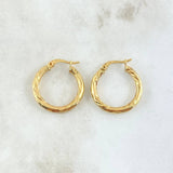 Hoop Earrings Mary 2.2gr / 2.4cm / Combined Three Lines 18K Yellow Gold