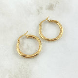 Hoop Earrings Mary 2.3gr / 2.4cm / Combined Three Lines 18K Yellow Gold
