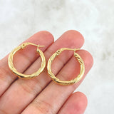 Hoop Earrings Mary 2.3gr / 2.4cm / Combined Three Lines 18K Yellow Gold